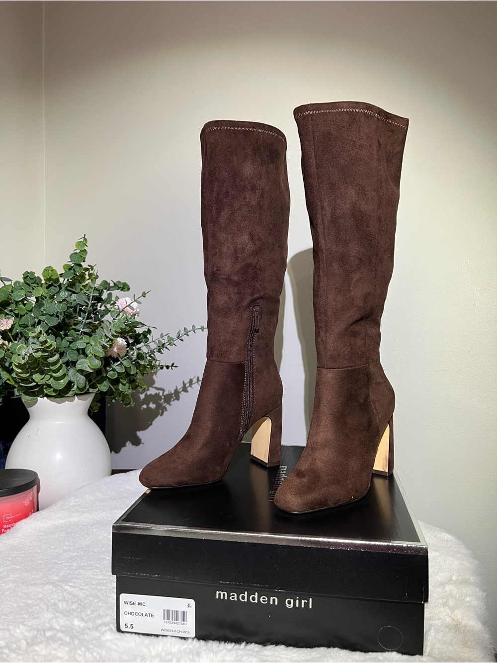 Madden Girl Chocolate Brown Over-the-Knee Suede Block Heel Boots